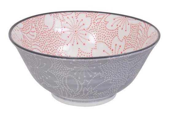 Tokyo Design Studio - Mixed Bowls Dot Sakura 14.8x6.8cm 500ml Red/Grey