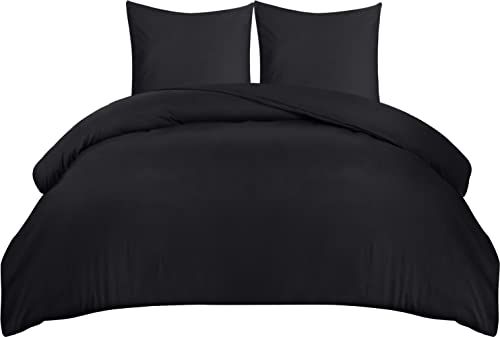 Utopia Bedding Dekbedovertrek Set - Zwart - 155x220cm