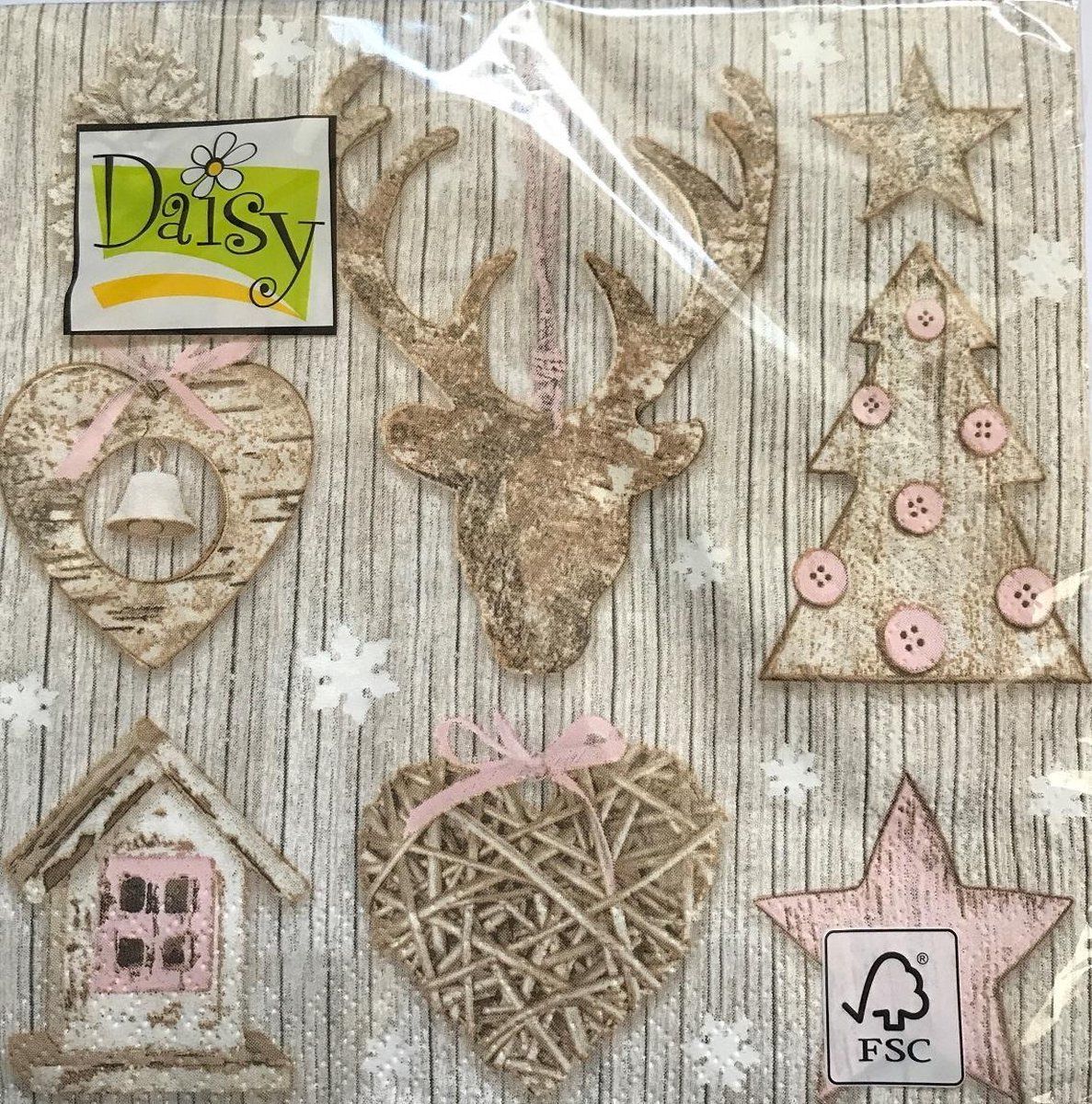 Daisy 4 afzonderlijke motiefservetten Kerstmis rood - 5906664005595