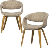 WOOOD Yossi Eetkamerstoelen Met Houten Naturel Poot - Zand - Set van 2