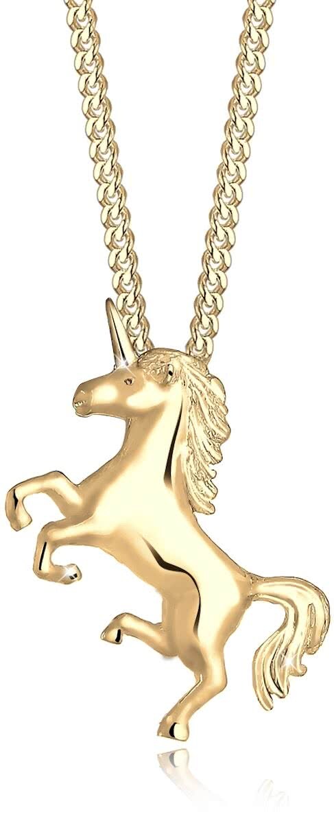 Elli Ketting Eenhoorn Unicorn Boho 925 Zilver Verguld