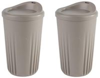 APS Herbruikbare Drinkbeker To Go - Koffiebeker met Deksel 400ml - Polypropyleen - Mokka - Set van 2