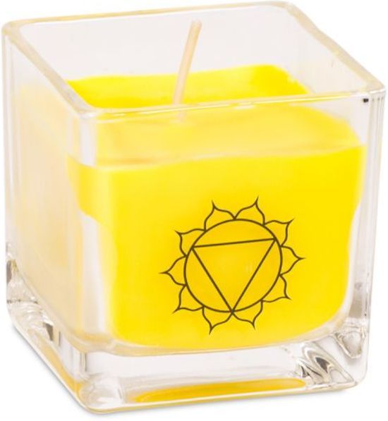 Yogi & Yogini naturals Koolzaadwas ecologische geurkaars 3e chakra 6x6x6 cm