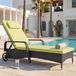 Poly-Rattan ligbed Carrara, relaxstoel voor de tuin, aluminium frame in antraciet, kussen in lichtgroen