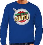 Bellatio Decorations Bol Foute Kersttrui / sweater - Great balls of Santa blauw voor heren - kerstkleding / kerst outfit XL