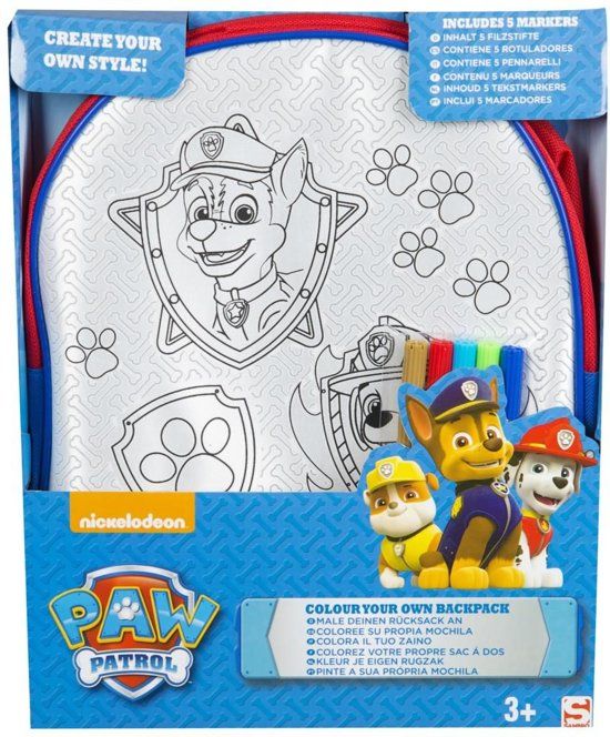 PAW Patrol Kleur je eigen Rugzak - Multicolor - Polyester
