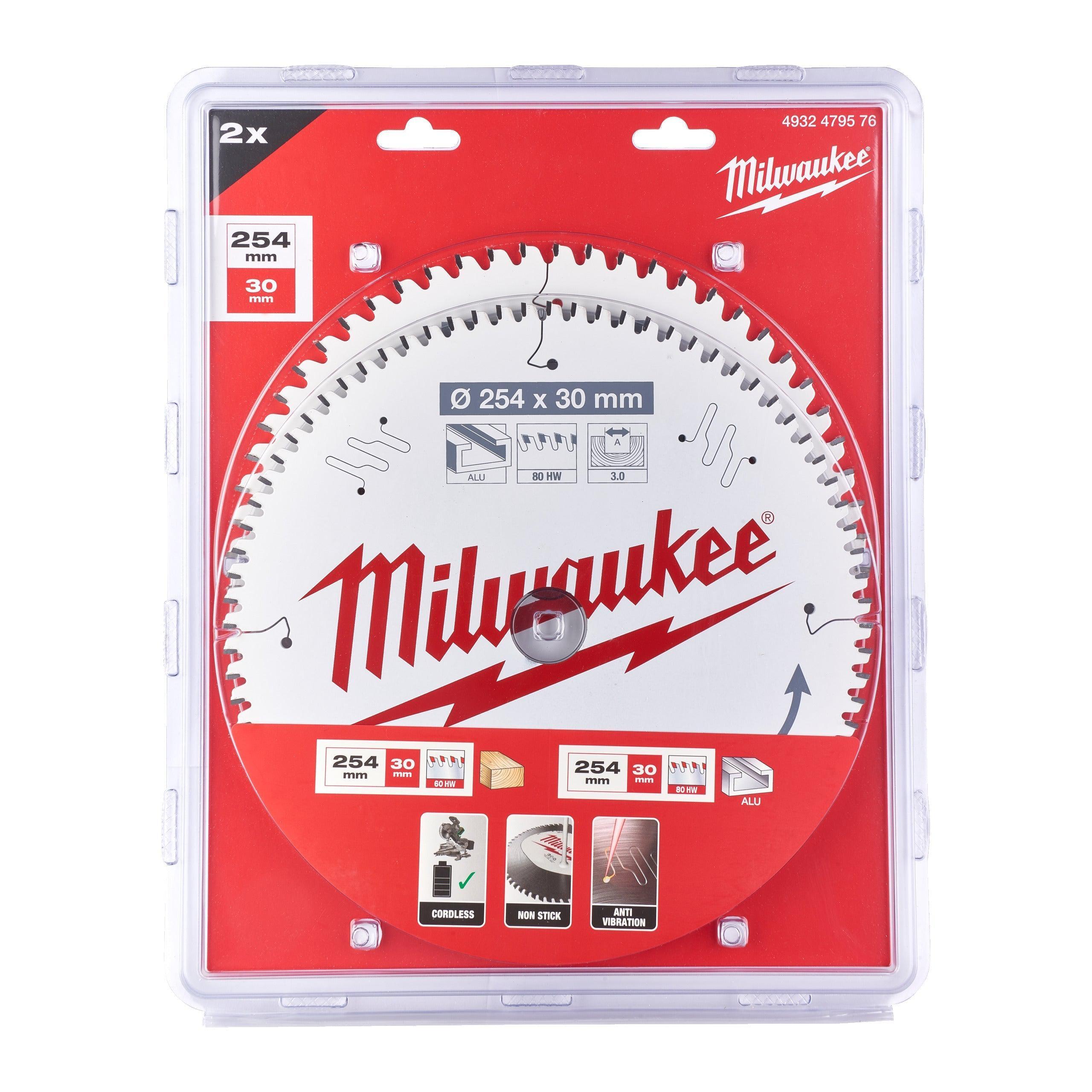 Milwaukee Cirkelzaagblad 254 x 30 mm Twin Pack (2-delig) - 4932479576