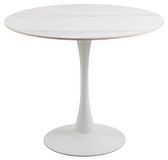 AC Design Furniture Marta eettafel wit voor 4 personen, ronde eettafel, hitte- en krasbestendig keramische plaat, trompetvoet, Ø: 90 x H: 75 cm