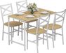 HOMCOM Table de salle à manger - Panneau de particules, Acier - 108 x 60 x 75 cm - Bois naturel et Blanc