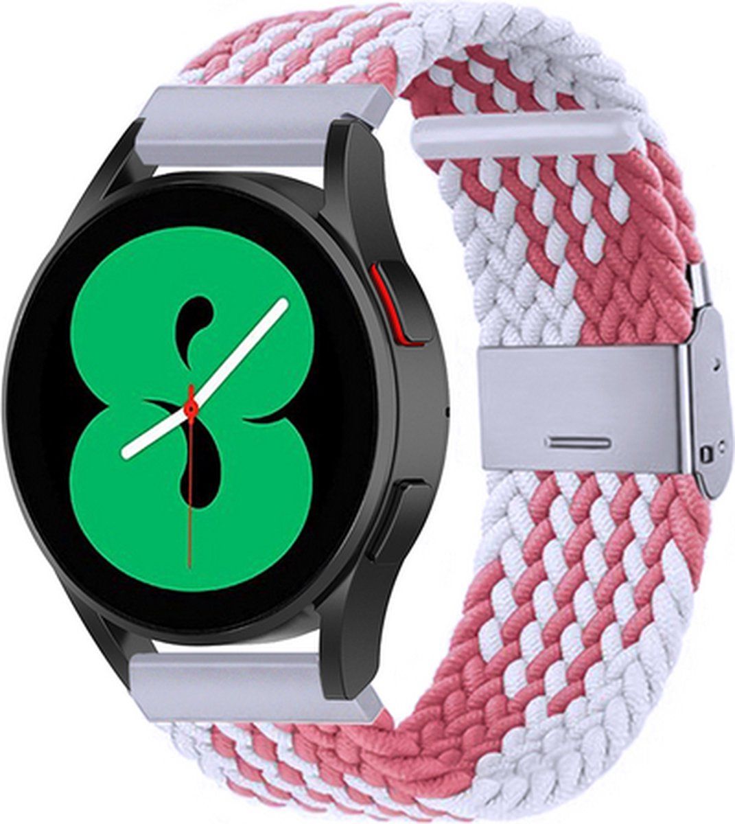 Qubix Braided Bandje for Garmin Forerunner 55 / 245 / 645 - Wit / roze