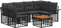 vidaXL Buiten bankenset 7 st Zwart en Donkergrijs poly rattan
