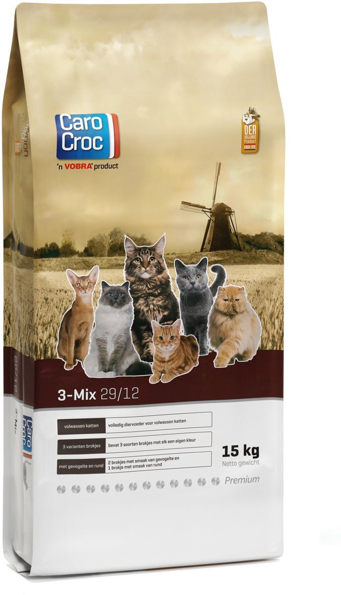 CAROCROC Kat 3-Mix - Kattenvoer - 15 kg