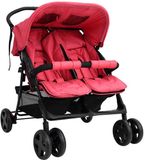 vidaXL Tweelingkinderwagen - Staal - Rood