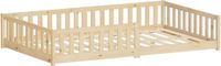 ML-Design Kinderbed 120x200 cm naturel Vloerbed voor Kinderen met stevig Lattenbodem en Valbeveiliging Massief Grenenhouten Juniorbed Peuterbed Babybed Eenpersoons Bedframe voor Jongens en Meisjes