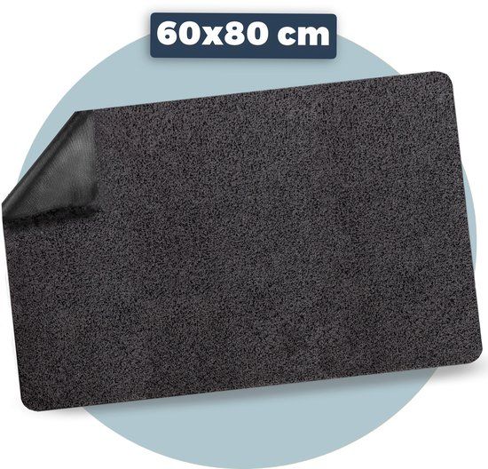 Pasper Deurmat binnen droogloopmat - 60 x 80 cm - Grijs - zonder boord - Gemaakt in België - Wasbaar - Deurmatten