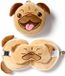 Puckator Relaxeazzz Mopshond knuffel/reiskussen/slaapmasker - 2-in-1 set - Lichtbruin