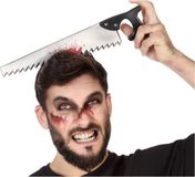 Atosa Halloween/horror verkleed hoofdband - dikke pech - zaag in je hoofd - kunststof