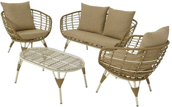 Merkloos Decoris Evora loungeset wicker naturel