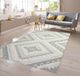 Tapis intérieur et extérieur, aspect sisal, motif à carreaux avec texture souple, bouclette et velours, couleur gris, dimensions : 140 x 200 cm