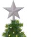 Decoris Kerstboom piek - Ster vorm - Wit - Glitter - 19 cm - Kunststof