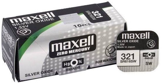 Maxell 321 / SR616SW Zilveroxide Knoopcel Horlogebatterij 1 Stuk