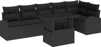 vidaXL - Tuinbank - Set - 7 - st - 6-Aantal - zitplaatsen - Zwart - Poly - rattan