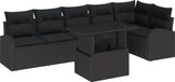 vidaXL - Tuinbank - Set - 7 - st - 6-Aantal - zitplaatsen - Zwart - Poly - rattan