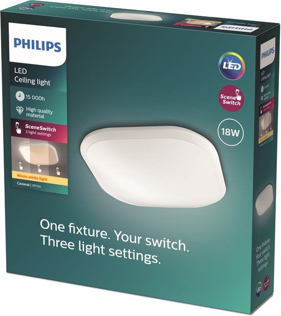 Philips LED Philips Cavanal LED Plafondlamp - Wit - Vierkant - 2700K - 1500lm