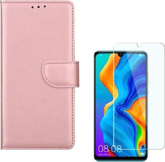 Huawei P30 Portemonnee Hoesje - Rose Goud - Book Case - Incl. Screenprotector