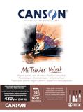 CANSON Mi-Teintes Velvet, pastelpapier, fluweelachtig oppervlak, 430 g/m², blok aan de korte kant, 24 x 32 cm, zwart, 12 vellen