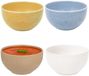Secret de Gourmet Memphis soepkommen - D14 cm - geel / blauw / beige/ wit - 4x stuks - keramiek