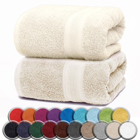 NatureMark Badstof saunahanddoeken, 2-pack, 80x200cm, 100% katoen, natuurlijk wit