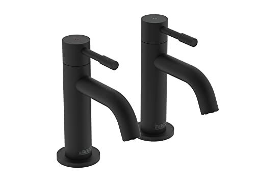 Bristan Mila Basin Pillar Taps Zwart - 5014868070773
