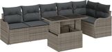 vidaXL Banc de jardin 7 pièces gris poly rotin