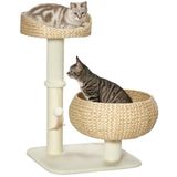 PawHut Poteau griffoir en panneau de particules - 48x48x72cm - Beige