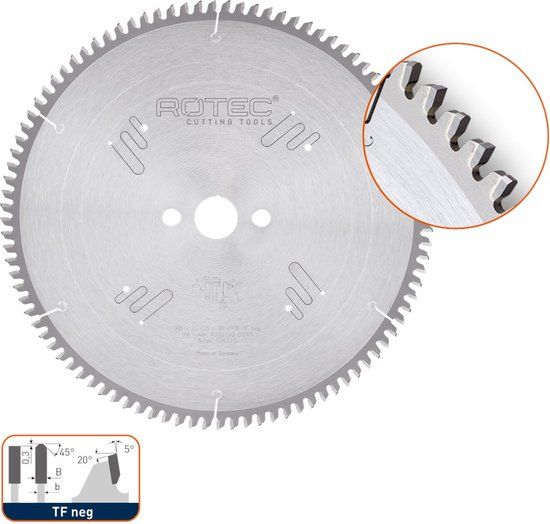 Rotec HM zaagblad voor NF-metalen, ø350x3,4x40mm Z=108 TF neg