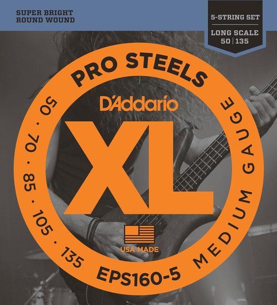 D'ADDARIO EPS160-5 snarenset voor 5-snarige elektrische basgitaar