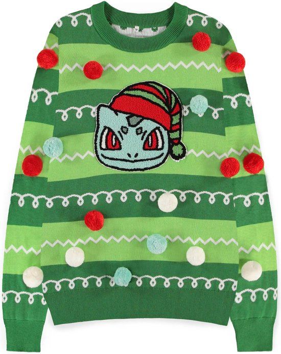 Pokémon Bulbasaur Patched Christmas Sweater - Green - 2XL - Unisex