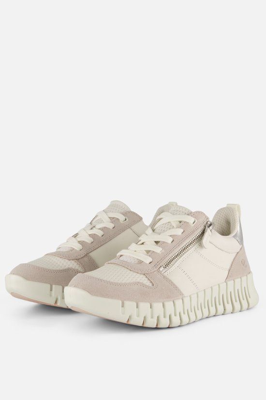 Ecco Gruuv Side Zip Sneakers Leer Wit Dames