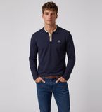 Guess Getextureerde polo met lange mouwen Marineblauw XL