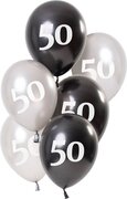 Folat Ballonnen Set Happy Birthday Glossy Black '50' - 6 stuks