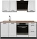 Vicco Eenpersoonskeuken R-Line, Wit landelijk/Antraciet, 180 cm goudkleurig eiken werkblad