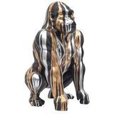 HOME DECO FACTORY HD0213 Black Gorilla Statue with Gold and Silver Flowing H45 cm