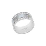 JOOP! Bague en acier inoxydable et nacre pour femme, avec zircone synthétique, blanche, livrée dans un coffret cadeau