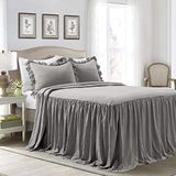 Lush Decor Ruches Rok Sprei, Polyester, Donkergrijs, King