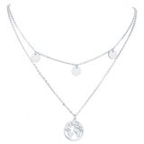 LGT JWLS Dames ketting Multi Layer World Map Zilverkleurig