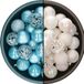 Decoris boules de Noël - 74x pièces - blanc nacré et bleu glacier - 6 cm - plastique