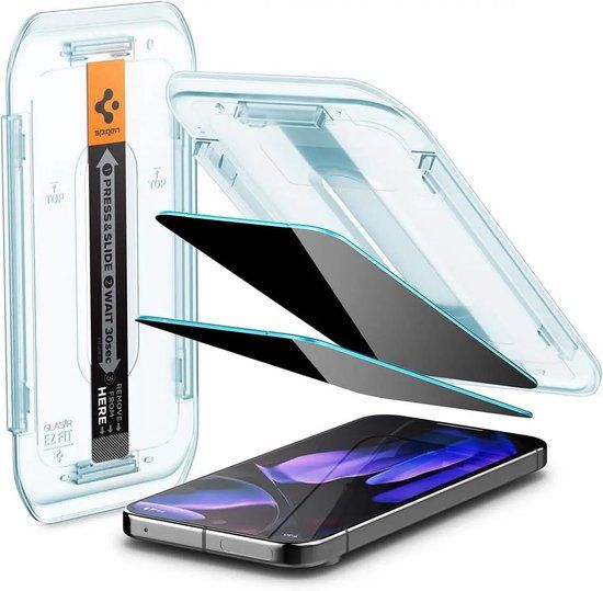 Spigen Privacy Glass Geschikt voor Google Pixel 9 / 9 Pro - EZ Fit GLAS.tR - 9H Tempered Glass Screen Protector - Case Friendly - Gemakkelijke Installatie - 2-Pack
