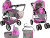 Viking Choice Poussette 2-en-1 avec sac - Gris, Rose, Blanc avec Étoiles