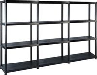 vidaXL - Opbergrek - 4-laags - 183x30,5x130 cm - Kunststof - Zwart